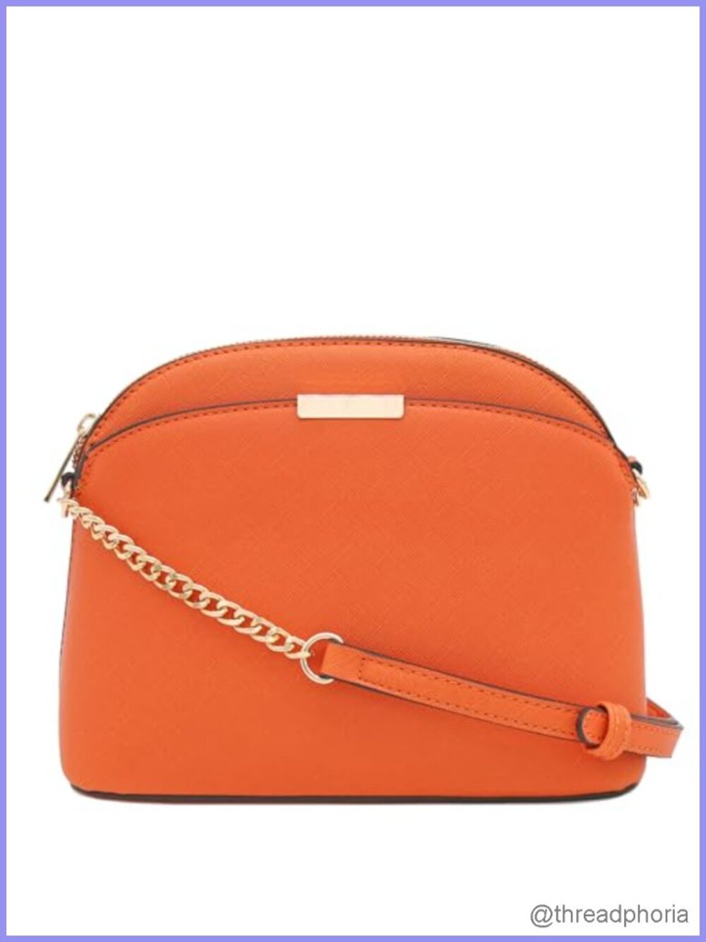 Faux Leather Small Dome Crossbody Bag with Chain Strap, Adjustable
